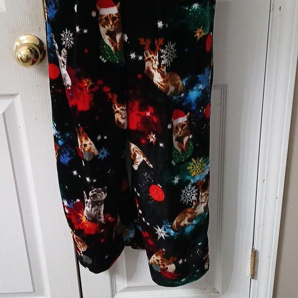Christmas cat kitten ugly chirstmas party holiday overalls  Sz M 7-9 NWOT - Picture 2 of 11